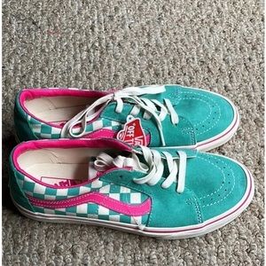 Vans sk8 low checkerboard teal pink magenta size 10.5 mens shoes